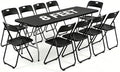 8 Feet Foldable Picnic Table with 10 Folding Chairs for 10, Black by WelcometoEDWINENE
