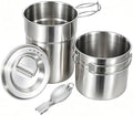 BeGrit Camping Cups Mugs Stainless Steel Camping Pot Food Grade Metal Camping Cookware with Folding Spoon, Vented Lids (5pcs) by BeGrit