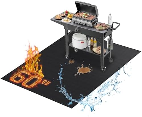 RICHIE 60 x 48 Inch Large Under Grill Mats for Outdoor Grill, Double-Sided Fireproof BBQ Grill Mat, Waterproof Oilproof Heavy-Duty Protector for Charcoal Gas Grills, Fire Pits, Deck, Patio and Lawn by RICHIE