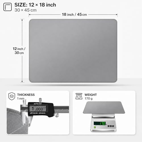 FLASLD 2Pack Heat Resistant Mat for Air Fryer Site on,12"X18" Fireproof Silicone Mats for Kitchen Counter, Countertop Protector, No-slip and Waterproof Gray - Image 3