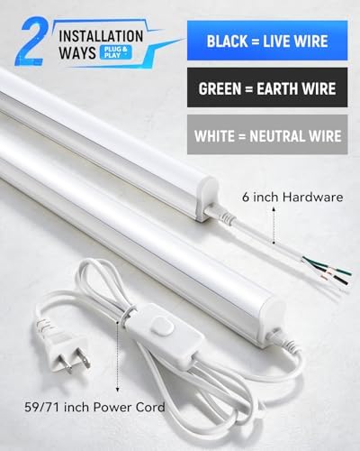 T5 LED Shop Lights 4FT, 20W 2300lm 5000K, Cabinet and Garage Light 4 Pack - Image 5