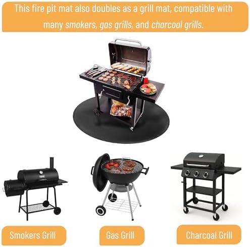UNCO - Nonstick Grilling Mats 60 Inch, Round Fire Pit Mat, 60", Black Double-Sided Fireproof Design, Reusable, Portable, 3 Layers, Waterproof & Easy to Clean, Grill Matt for Outdoor - Image 5