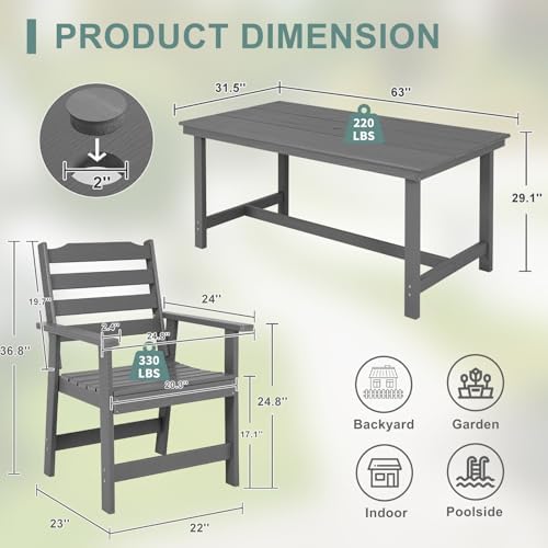 FUNBERRY Outdoor Dining Set, HDPE 5 Piece Dining Table Set with Chairs - Image 7