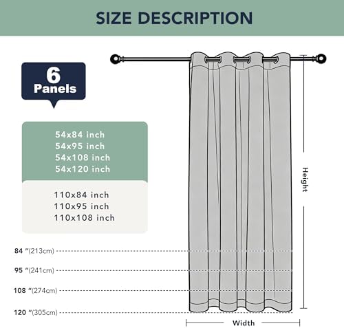 Black Outdoor Curtains for Patio Waterproof, 6 Drape Panels - Image 7