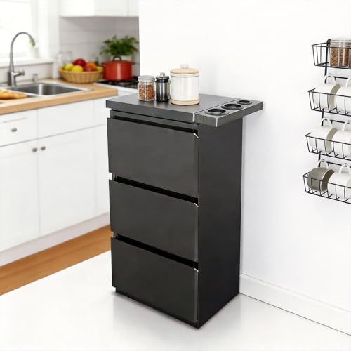 Outdoor Kitchen Drawers18 W x 32.7" H x 11.8" D Flush Mount Access 3-Drawer BBQ Stainless Steel Drawers BBQ Island Drawers for Outdoor Kitchens or BBQ Island Patio Grill Station Black - Image 2