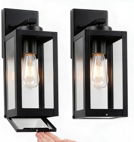 13" Outdoor Wall Light Fixtures with Enclosed Bottom, Modern Outdoor Sconce by Yolsunes