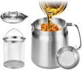 119oz 304 Stainless Steel Deep Fryer Pot with Basket & Strainer, Large Capacity Bacon Grease Container for Kitchen,Frying, Cooking, Camping,Oil Filter Container - Dishwasher Safe (119oz/3.5L/3.7Qt) by ComingandPurchasenow