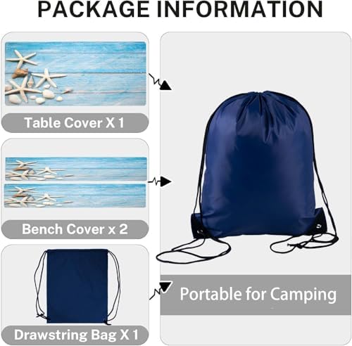 CAPSCEOLL Picnic Table Cover with Bench Covers 5ft - Summer Blue Wood - Image 5