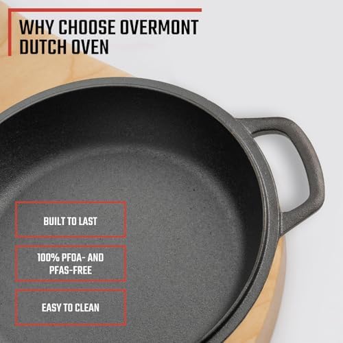 Overmont 7QT Double Dutch Oven - 2-in-1 Pre-Seasoned Cast Iron Pot & Recipe - Image 6
