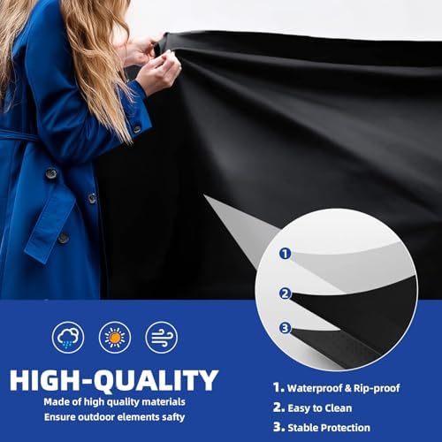 BBQ Gas Grill Cover for Outdoor, Anti-UV, Rip-Proof, 600D Oxford Fade Resistant Material, Barbecue Cover with Hook and Loop Straps & Adjustable Hem Drawstring (Black, 58”x24”x46”) - Image 4