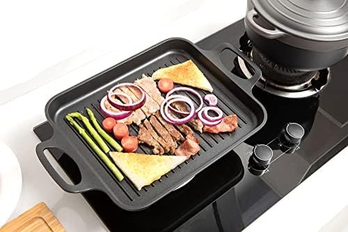 S·KITCHN Nonstick Grill Pan, Induction Stove Top Grill Plate, Glass Grilling Pan for Indoor, Gas Range Grill Panel/Skillet - Image 4