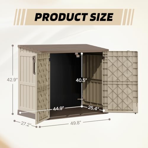 Horizontal Outdoor Storage Cabinet Box 36 Cu Ft with Lockable Doors, Outdoor Storage Shed Portable Waterproof for Backyard Garden - Image 6