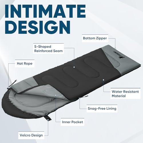 PTEROMY Sleeping Bags for Adults, Lightweight and Machine Washable, Water Resistant Backpacking Camping Sleeping Bag for Warm Cold Weather, Camping Essentials for Hiking Travel - Image 7