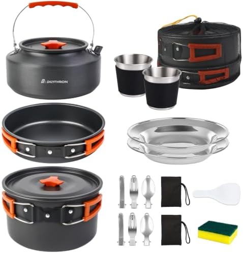 17-Piece Camping Cookware Set for 3-4 Campers with 1.1L Kettle - Image 7