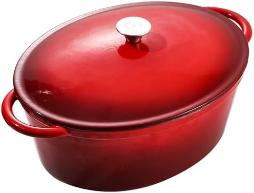Vivicreate 9.6 QT enamel cast iron dutch oven, red gradient color,cast iron pot (9.6 QT) by Vivicreate