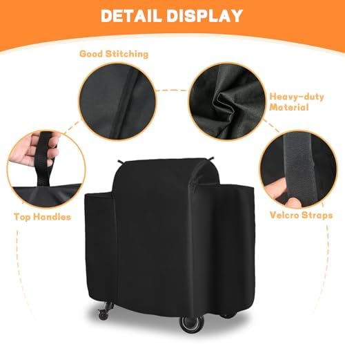 Outdoor 600D Heavy Duty Grill Cover for Traeger Ironwood 650 Series, Full-Length Grill Cover Grill Accessory Waterproof Pellet Cover Compatible with Traeger Ironwood 650 Accessories BAC505,Black - Image 4