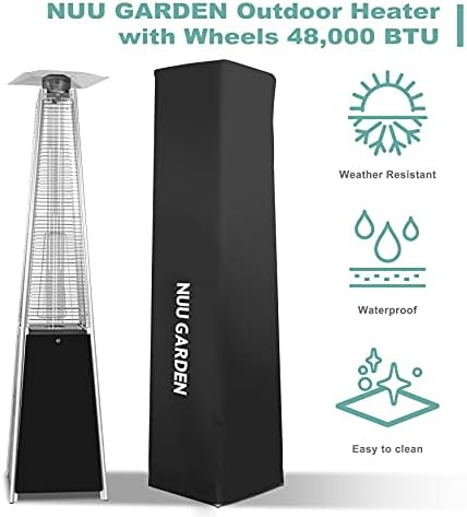 Nuu Garden 48,000 BTU Pyramid Outdoor Propane Patio Heater with Oxford Cover, Hammered Bronze Tower Heater for Garden, Terrace, Black - Image 5