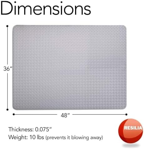RESILIA Large Under Grill Mat – Heavy Duty, Reusable Outdoor Floor Protector Mats for Deck, Patio, & Garage – 36 Inch x 48 Inch, Black Diamond Plate, Made in The USA - Image 3