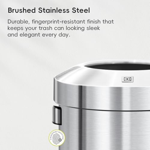 EKO 32-Gallon Round Stainless Steel Open Top Trash Can, Large Commercial Waste Bin with Detachable Lid and Carrying Handle, Brushed Metal Garbage Bin for Home, Office, Restaurant, Restroom - Image 4