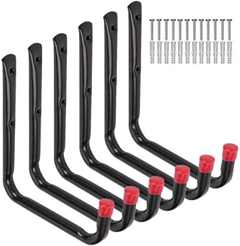 Heavy Duty Utility Garage Storage Hooks, Ladder Storage Hook Wall Mount J Organizer Hangers for Hoses, Garden Tools, Cords, Cables, Toy Bag by Whrsinlor