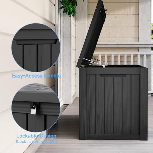 200 Gallon Resin Deck Box, Outdoor Storage Box, Waterproof UV Resistant，Weatherproof Organizer for Patio Furniture Cushions, Pool Accessories, Garden Tools, Indoor & Outdoor Use, Black - Image 3