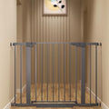 29-42 inches Metal Baby Gate for Stairs/Doorways, 30 inches Tall Pressure Mounted Pet Gates, Auto-Close Child Safety Gate, No Drilling Easy Walk-Through Dog Gate Indoor, Grey by Unknown