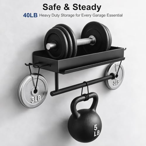 niffgaff Garage Paper Towel Holder with Shelf, Wall Mount | Black - Image 4