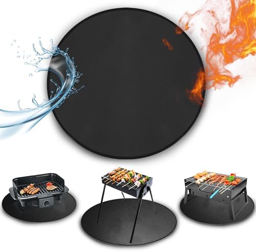 30" Round Grill Mat, Fire Pit Mat Fireproof Under Grill Oil-Proof Waterproof BBQ Pad for Outdoor Grill Accessories, Heat Resistant Protective Deck and Patio Fire Resistant Pad by Tirifer