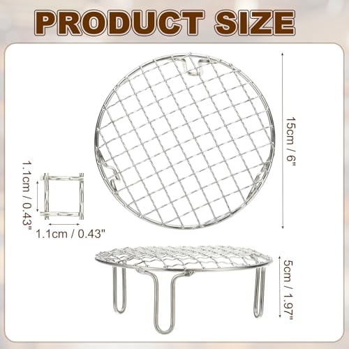 uxcell 6 Inch Round Cooking Rack, Stainless Steel Canning Racks with Legs, Barbecue Mesh Grill for Baking Cooling Steaming Cookware - Image 2