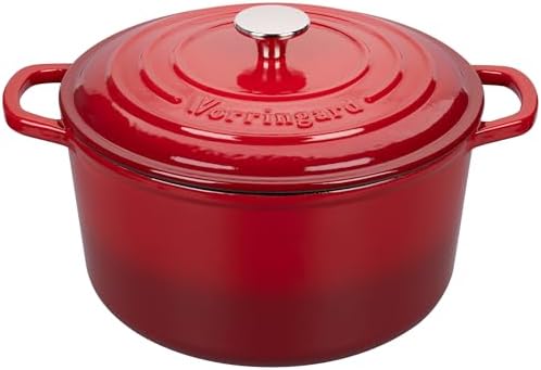 VORRINGARD Enameled Cast Iron Dutch Oven Pot with Lid, for Sourdough Bread Baking, Round Dutch Ovens, 4.5 Quart, Red by Unknown