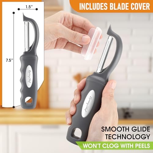 Spring Chef Swivel Potato Peeler for Kitchen with Ergonomic Handle, Gray - Image 4