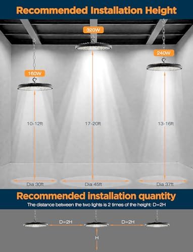 160W UFO High Bay LED Shop Lights, 10 Pack 25000LM Garage Lights - Image 6