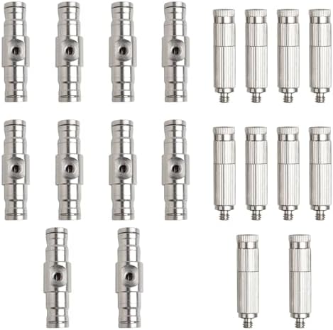 High-Performance Brass Patio Misting Kit – 10 Brass Anti-Drip Micro-Nozzles & 10 1/4″ Slip Connectors for High-Pressure Outdoor Cooling Misting (UNC 10/24, 0.012″ Precision Orifice, 280-1500 psi) by TLTOOLEGIN