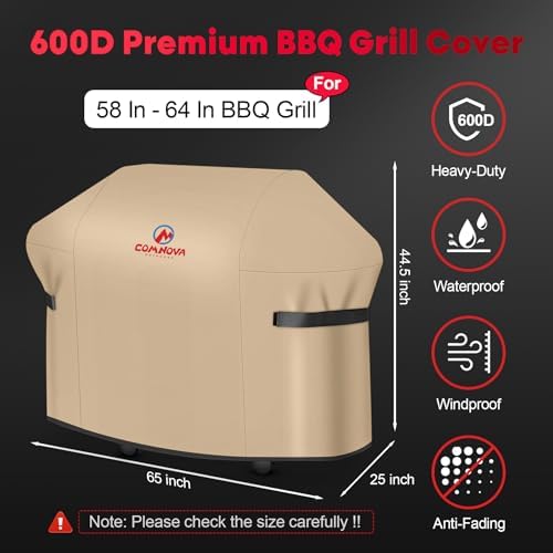 Comnova Grill Cover 65 Inch - 7131 BBQ Cover for Weber Genesis 400 Series and 4 Burner Gas Grill, 600D Waterproof & Heavy Duty Cover for Weber Genesis E435, E410, E440 (Not Fit 2022 Genesis E-435) - Image 2