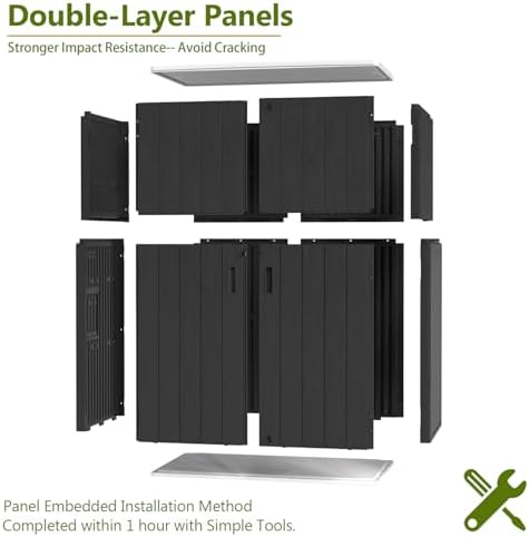 ZZM 57 Cu.ft Outdoor Storage Shed with Floor HDPE Double-Wall Resin Sheds Outdoor Storage, Lockable Weatherproof Storage Cabinet Fit for Garden Tools, Garage can, Bike, Patio Furniture, Black - Image 5