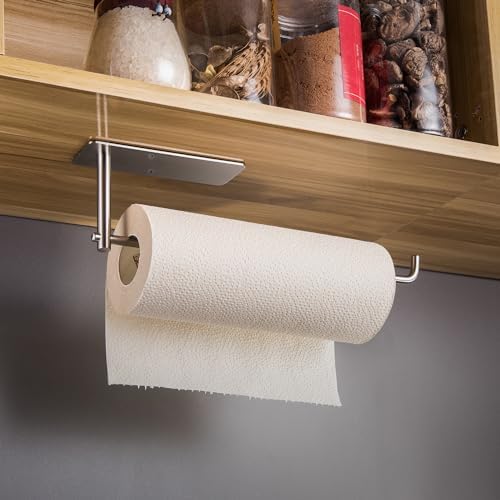 SUNTECH Paper Towel Holder Under Cabinet, Self Adhesive Kitchen Paper Roll - Image 3