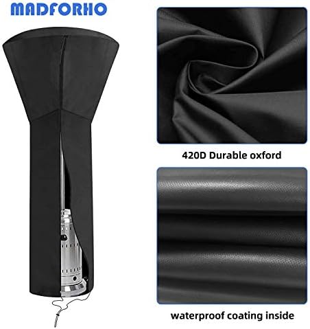 ANSTROUT 420D Patio Heater Cover, Waterproof with Zipper, Outdoor Propane Heater Cover for 24 Months of Use - Size 89" Hx33 Dx19 B Round - Black (2Pack) - Image 6