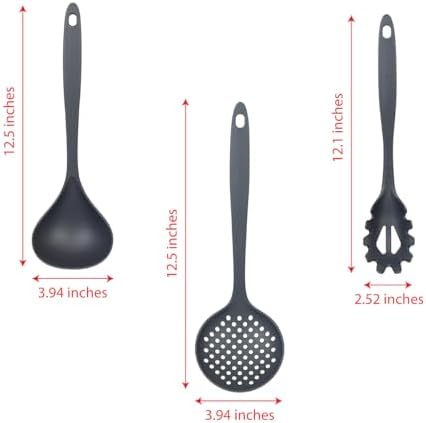 Glad Cooking Kitchen Utensils Set – 7 Pieces, Nylon Tools for Nonstick Cookware, Gray - Image 4