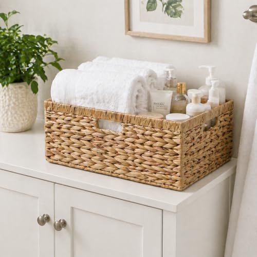 Large Wicker Basket, Water Hyacinth Wicker Storage Basket for Organizing - Image 4