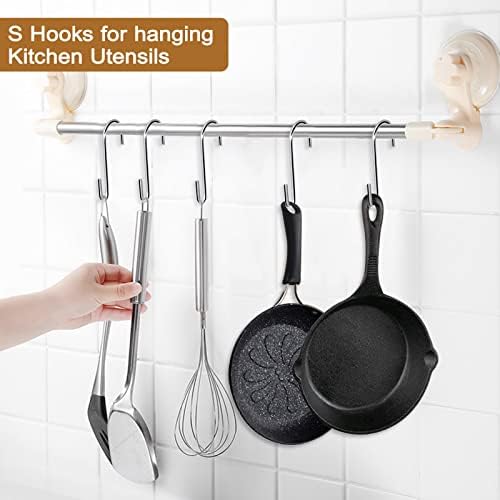 ESFUN 30 Pack Heavy Duty S Hooks Pan Pot Holder Rack Hooks Hanging Hangers S Shaped Hooks for Kitchenware Pots Utensils Clothes Bags Towels Plants -4 Inch - Image 4