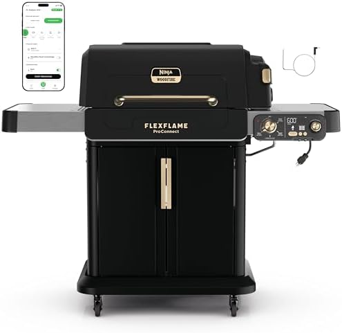 Ninja FlexFlame ProConnect Grill & Smoker, 5-in-1, Black/Gold, PG305 by Unknown