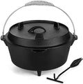 Leonyo 7QT Pre-Seasoned Dutch Oven Camping with Lid Lifter, 2-in-1 Pots by Leonyo