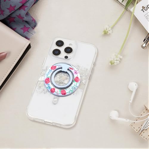 Magnetic Phone Ring for MagSafe Grip, Super Magnet Twinkle Design Ring Holder Stand, MagSafe Accessory for iPhone 17/16/15/14/13 Pro Max Plus，Rose Garland - Image 7