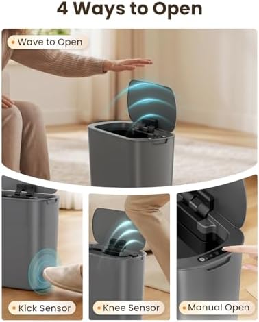 Cesun 5 Gallon Automatic Bathroom Trash Can with Lid, Grey, Touchless - Image 2