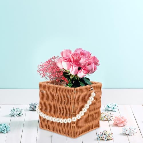 2 Pcs Oval Simulation Rattan Baskets with Handle for Flowers - Image 6