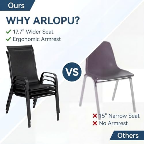 Arlopu 5 Pieces Outdoor Patio Dining Set, Glass Table and Textilene Chair - Image 3