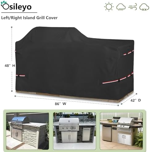 86 Inch Island Grill Cover - 600D Heavy Duty Waterproof All Weather Protection Extra Large Grill Covers,Island with Left/Right Grill Head,Grill Cover for Outdoor Grill,BBQ Cover - Image 2