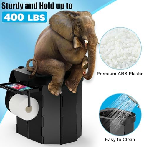 PAHTTO Portable Camping Toilet, Foldable Toilet for Adults with Detachable Phone Shelf and Toilet Paper Holder, Waterproof Porta Potty with Lid for Camping, Hiking, RV Travel, Road Trips - Image 4