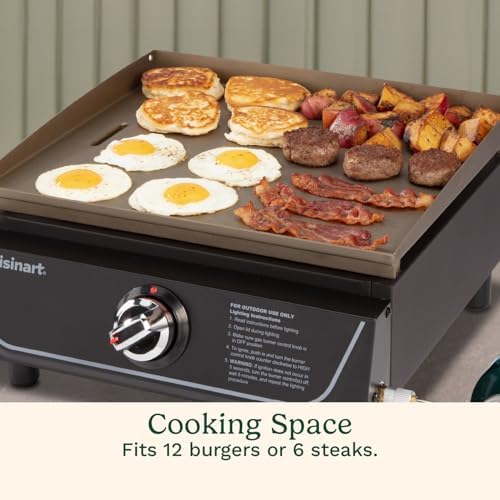 Cuisinart 17” Tabletop Gas Griddle, Easy Assembly Compact Outdoor Flat-Top Grill with Grease Cup, 255 Sq. In Cooking Space Perfect for Camping, Tailgates & BBQs - Image 5