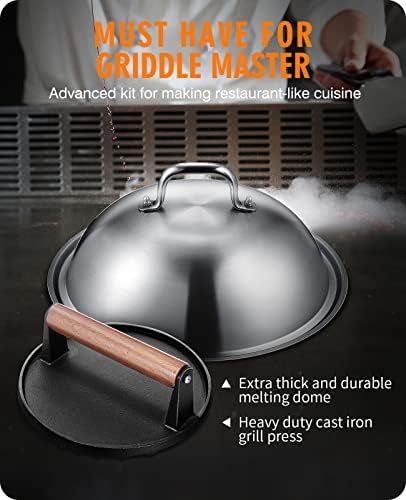 Homenote Griddle Accessories Kit with 12.5 Inch Dome and Smash Burger Press - Image 5